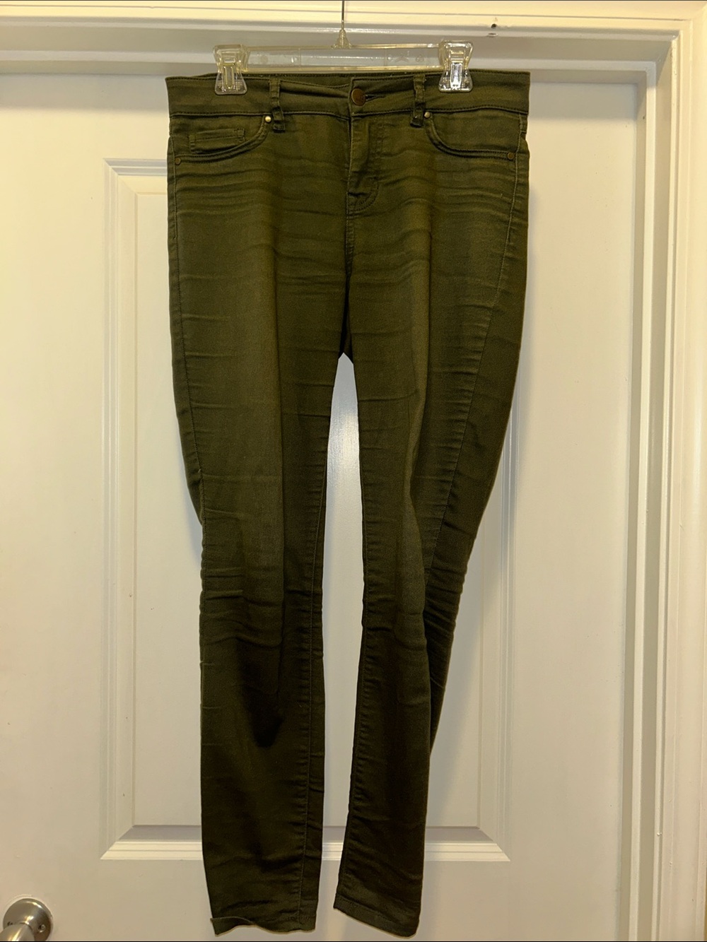 Olive green skinny jeans